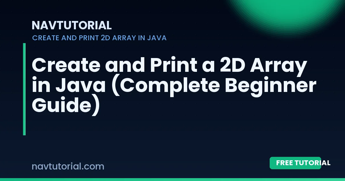 Create and Print a 2D Array in Java (Complete Beginner Guide)