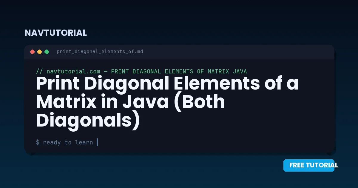 Print Diagonal Elements of a Matrix in Java (Both Diagonals)