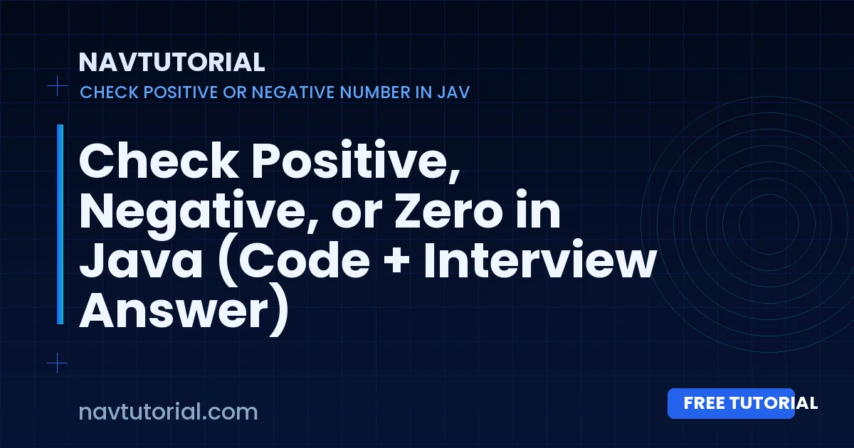 Check Positive, Negative, or Zero in Java (Code + Interview Answer)