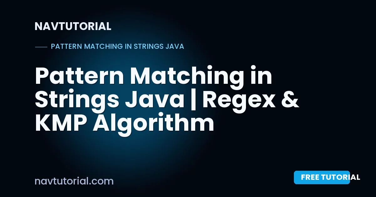 Pattern Matching in Strings Java | Regex & KMP Algorithm