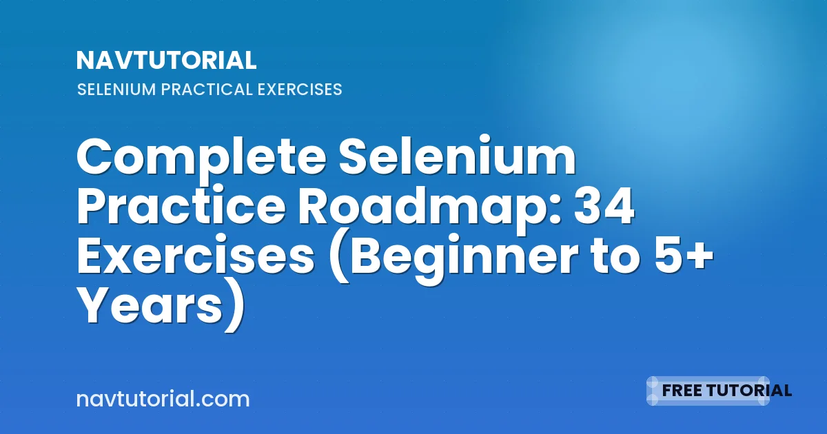 Complete Selenium Practice Roadmap: 34 Exercises (Beginner to 5+ Years)