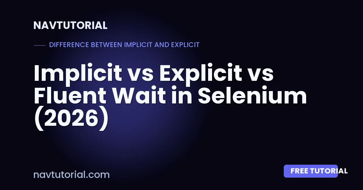 Implicit vs Explicit vs Fluent Wait in Selenium (2026)