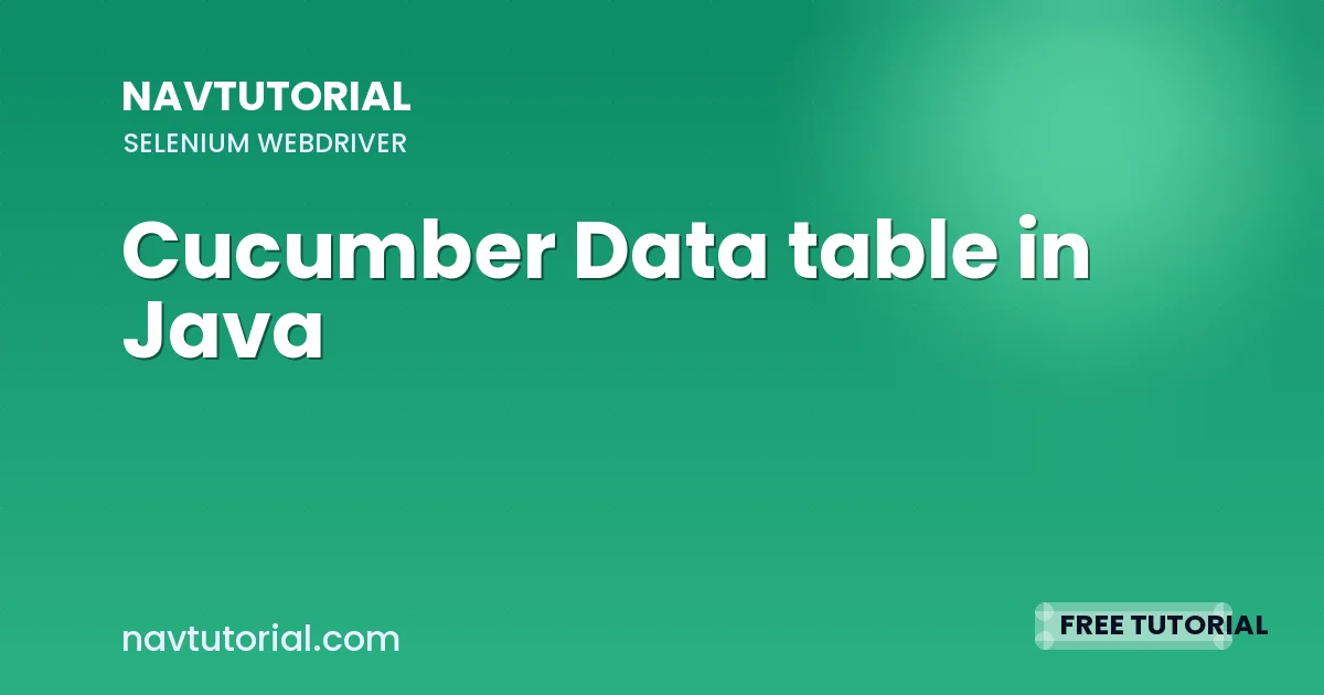 Cucumber Data table in Java