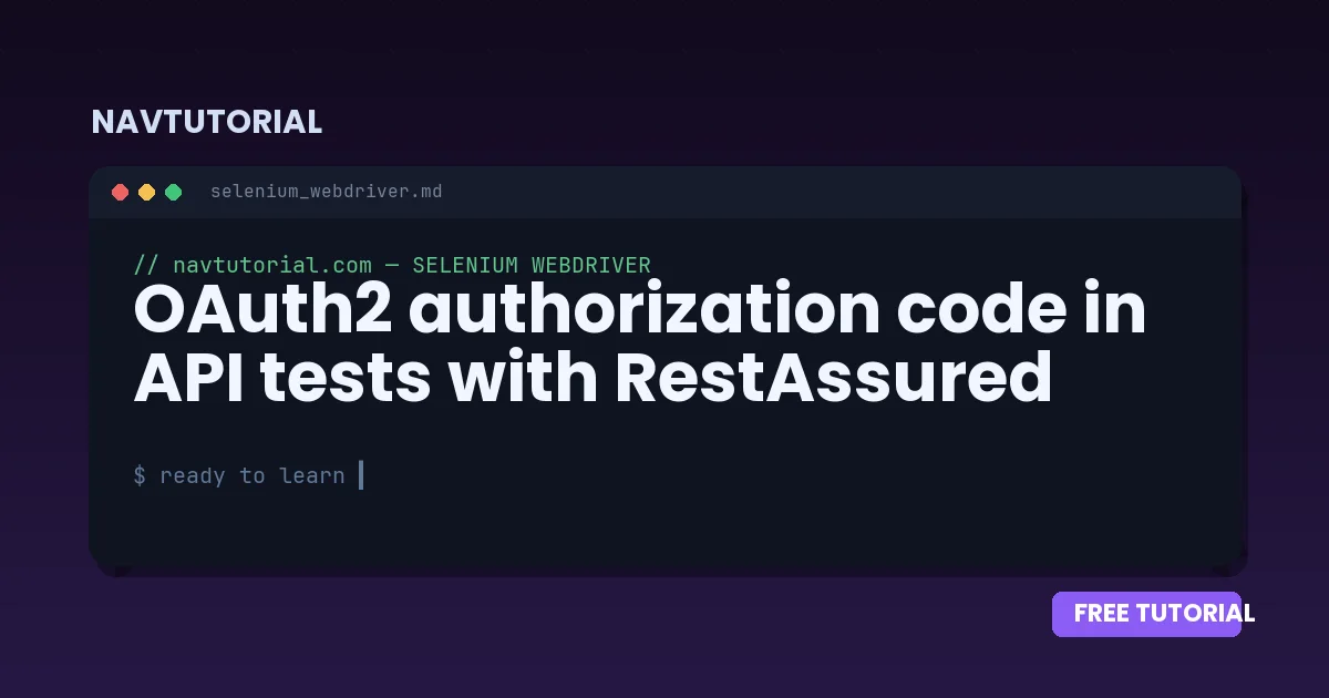 OAuth2 authorization code in API tests with RestAssured